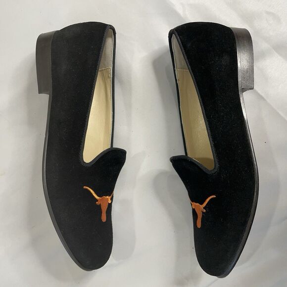 JP Crickets UT Longhorn Loafers Men’s 7 Black Suede Smoking Slippers Texas $328 - Picture 9 of 14
